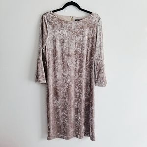 RN Studio Cream Crushed Velvet Bell Sleeve Dress